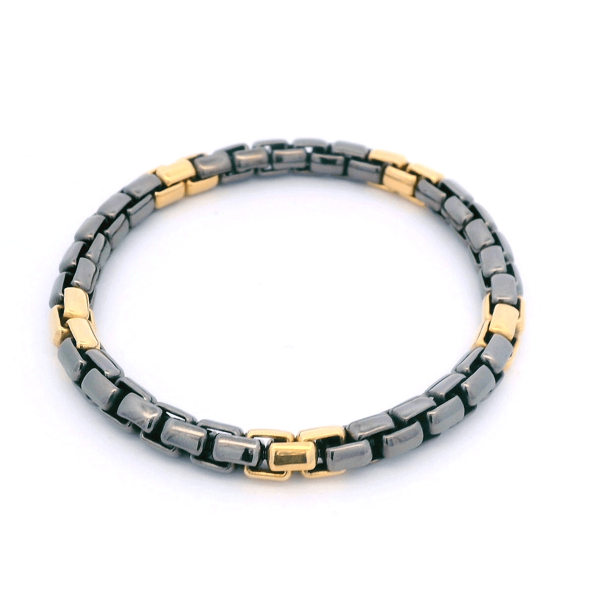 Luigi Tavanti 18K Yellow & Black Gold Box Stretch Bracelet