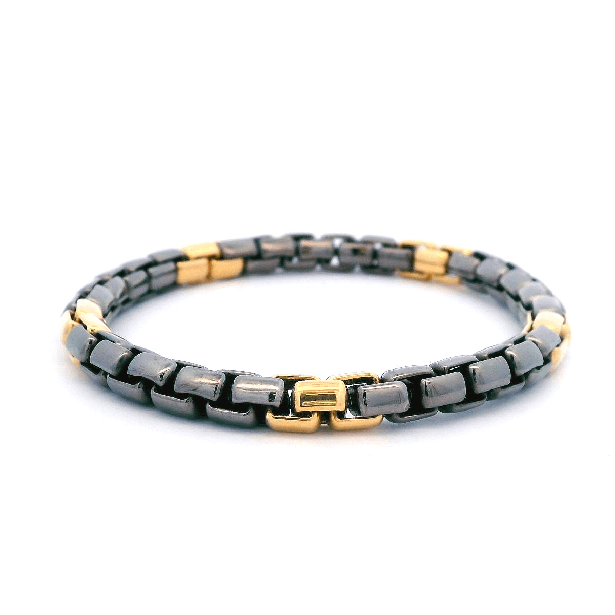 Luigi Tavanti 18K Yellow & Black Gold Box Stretch Bracelet