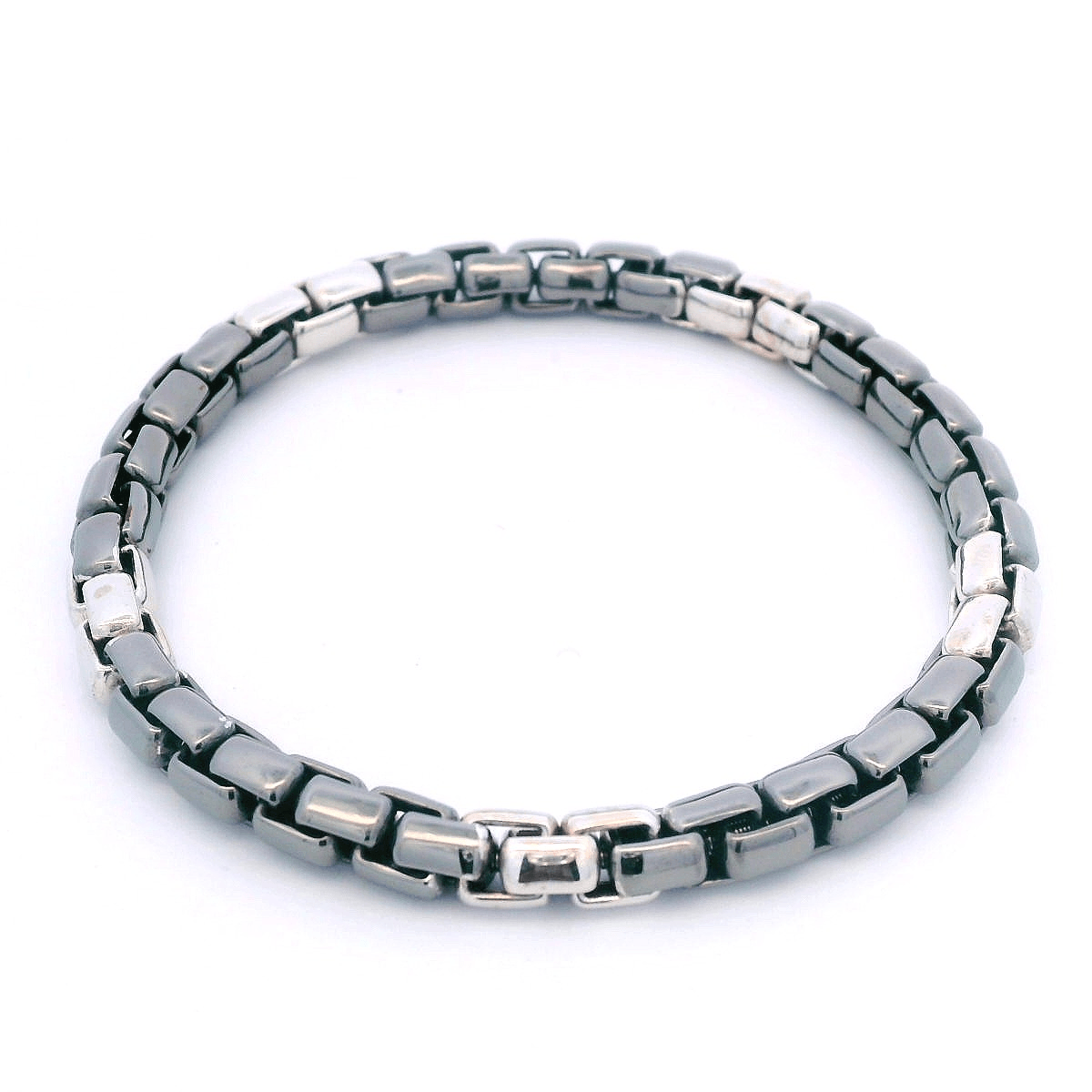 Luigi Tavanti 18K White & Black Gold Box Stretch Bracelet