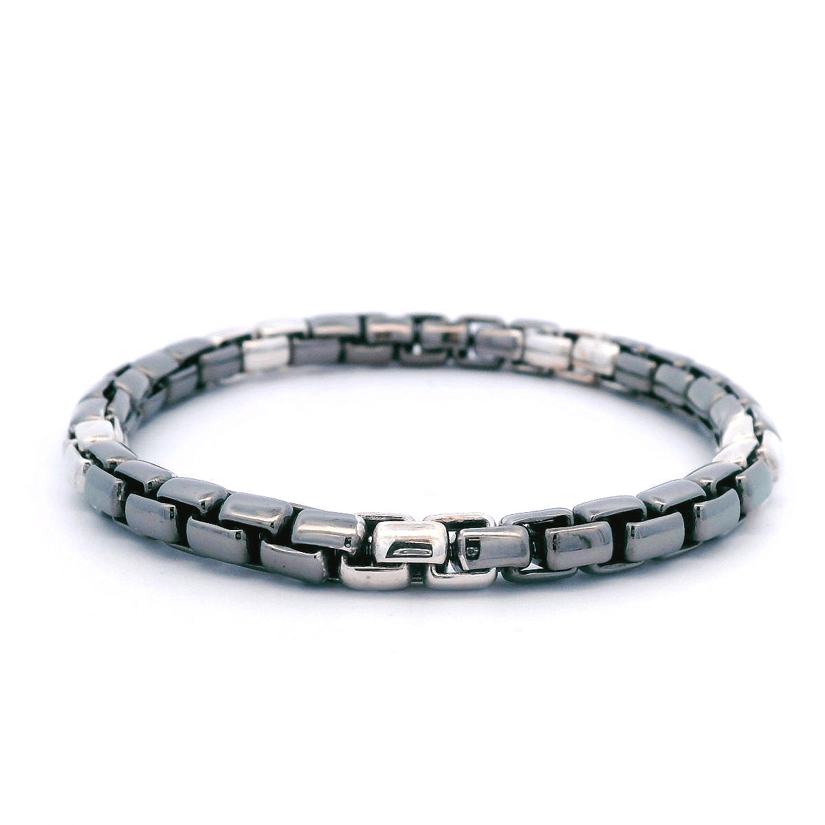 Luigi Tavanti 18K White & Black Gold Box Stretch Bracelet