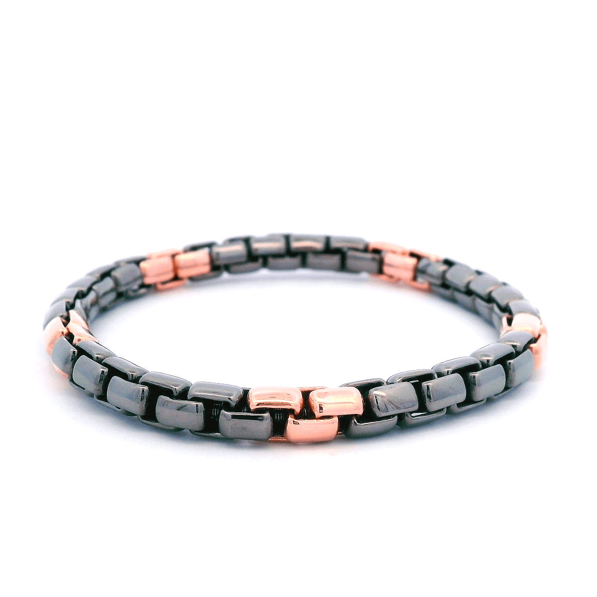 Luigi Tavanti 18K Rose & Black Gold Box Stretch Bracelet