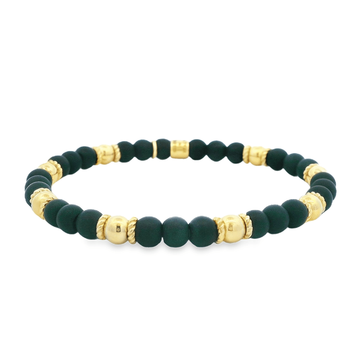 Luigi Tavanti 18K Yellow Gold Black & 8 Gold Stations Stretch Bracelet