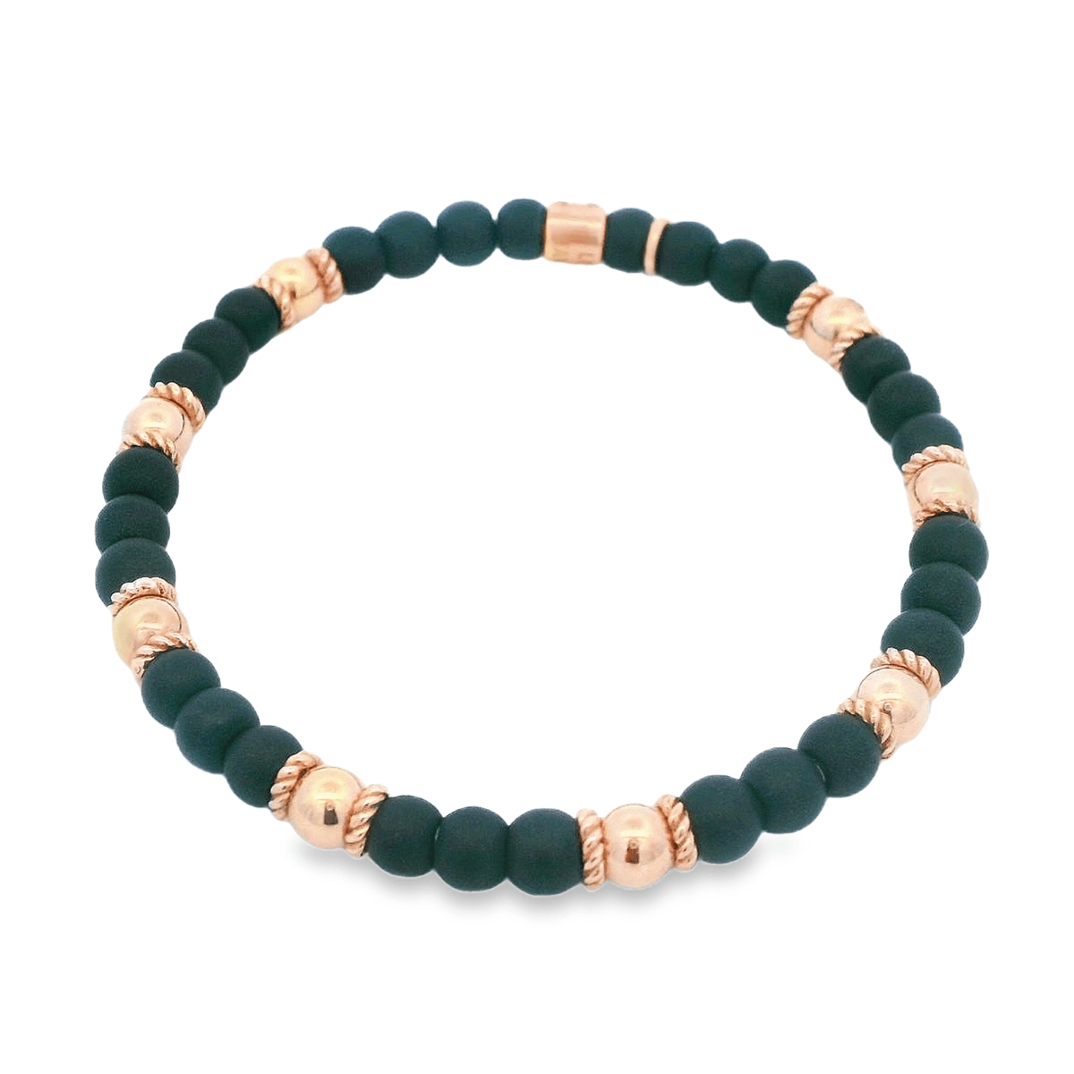 Luigi Tavanti 18K Rose Gold Black & 8 Gold Stations Stretch Bracelet
