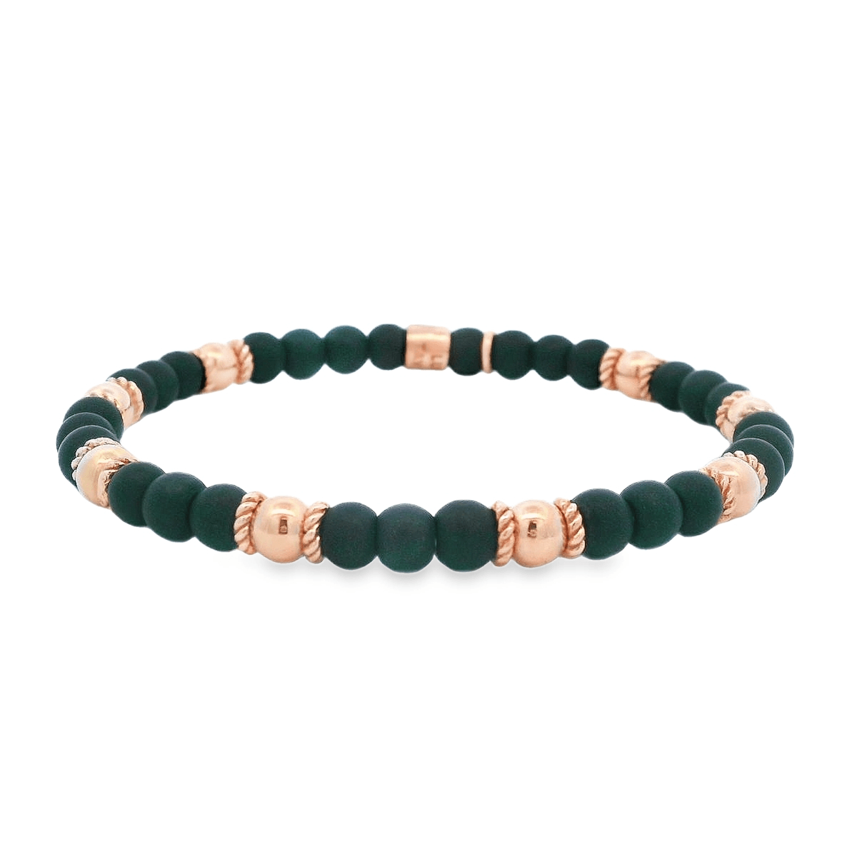 Luigi Tavanti 18K Rose Gold Black & 8 Gold Stations Stretch Bracelet