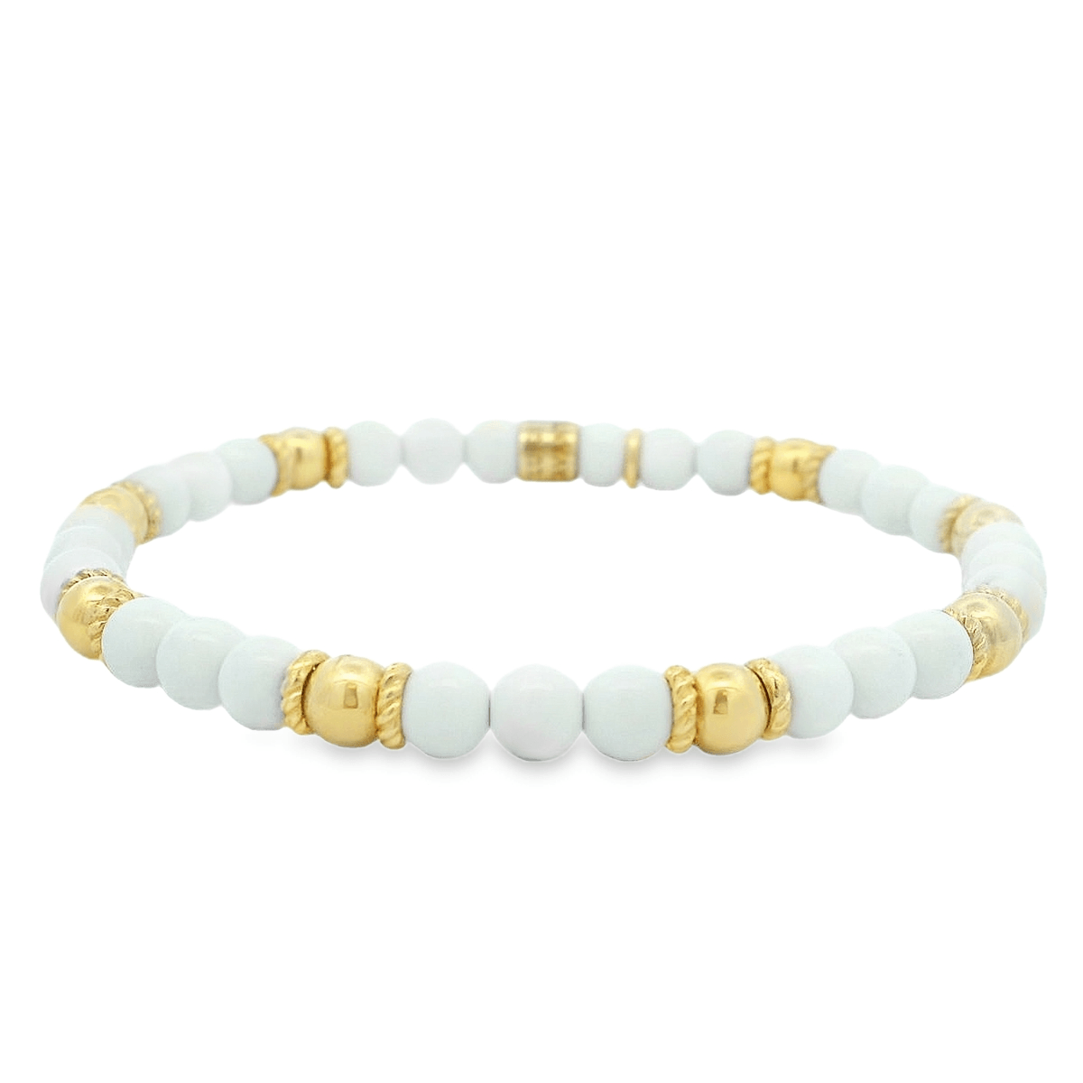 Luigi Tavanti 18K Yellow Gold White & 8 Gold Stations Stretch Bracelet