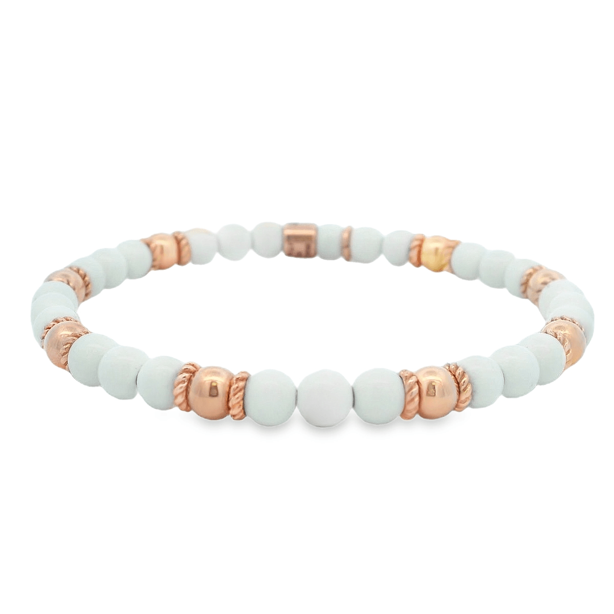 Luigi Tavanti 18K Rose Gold White & 8 Gold Stations Stretch Bracelet