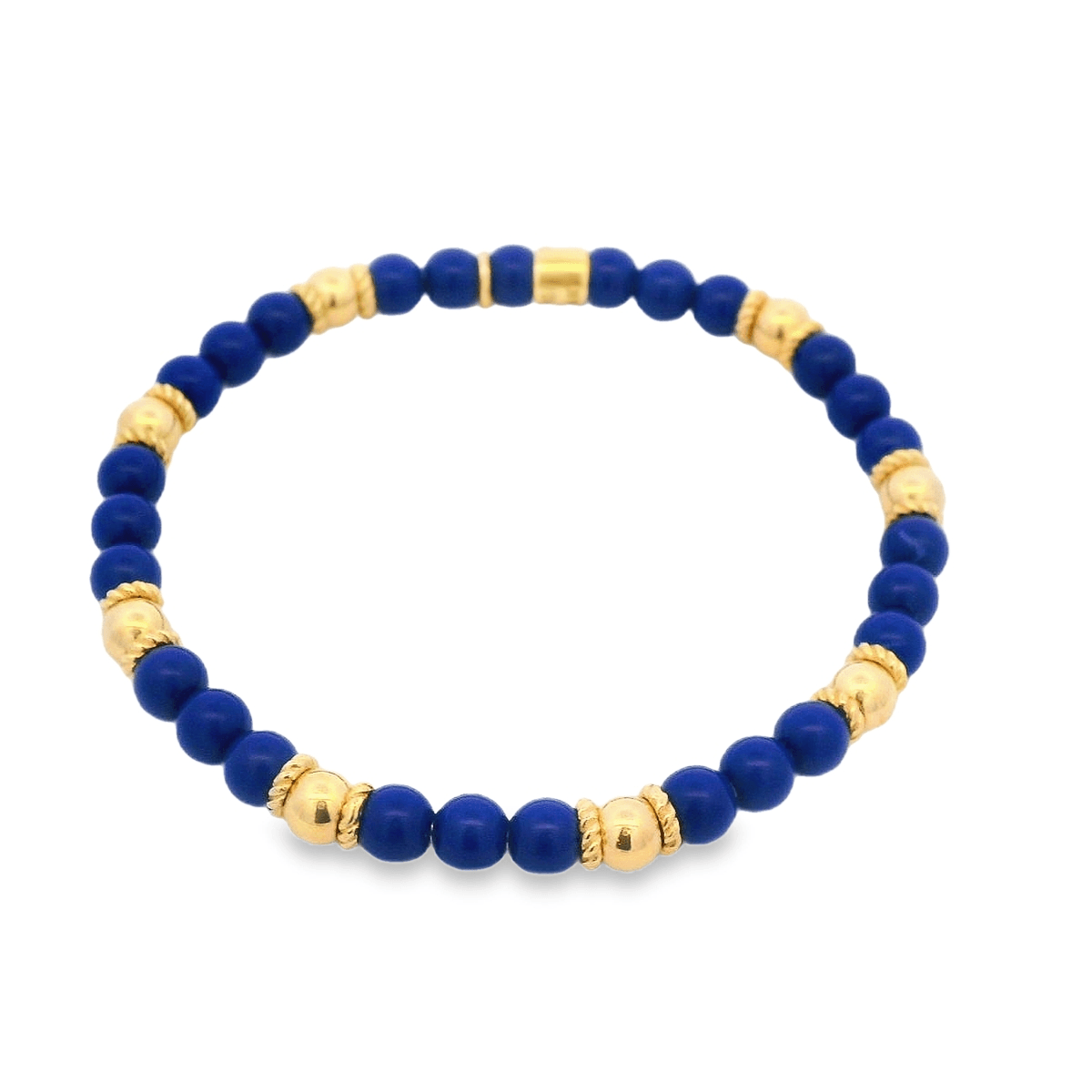 Luigi Tavanti 18K Yellow Gold Dark Blue & 8 Gold Stations Stretch Bracelet