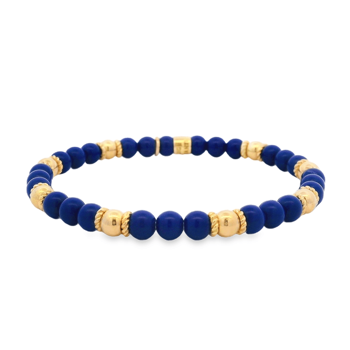 Luigi Tavanti 18K Yellow Gold Dark Blue & 8 Gold Stations Stretch Bracelet