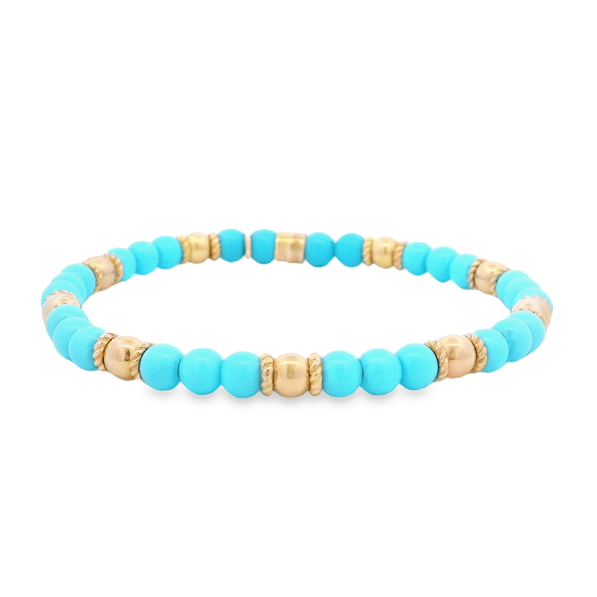 Luigi Tavanti 18K Yellow Gold Light Blue & 8 Gold Stations Stretch Bracelet