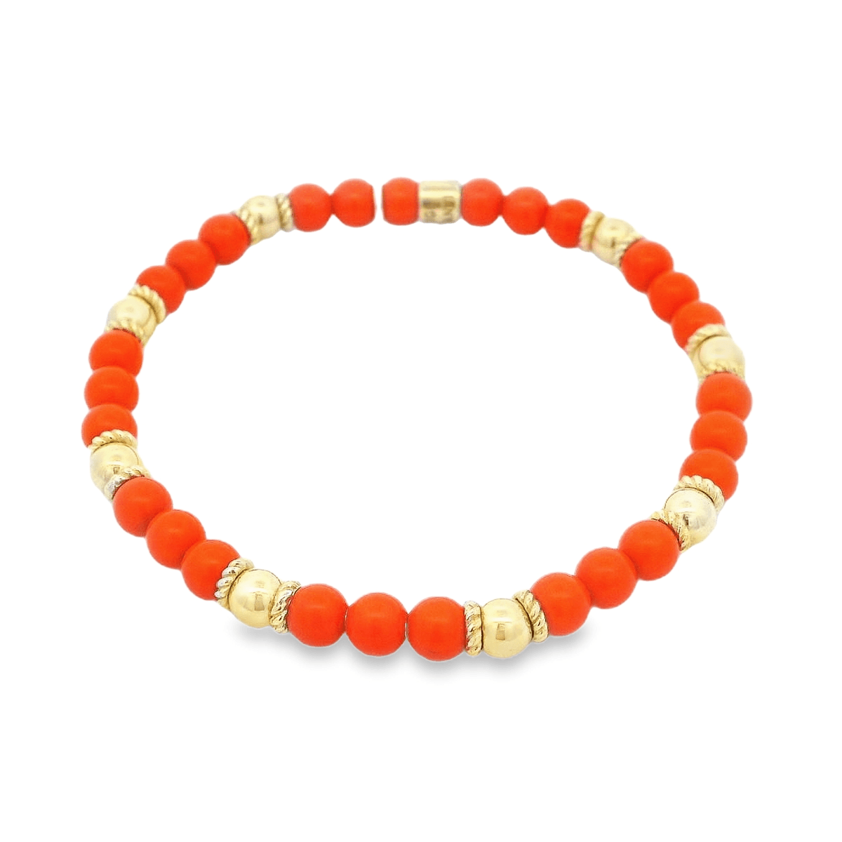 Luigi Tavanti 18K Yellow Gold Orange & 8 Gold Stations Stretch Bracelet