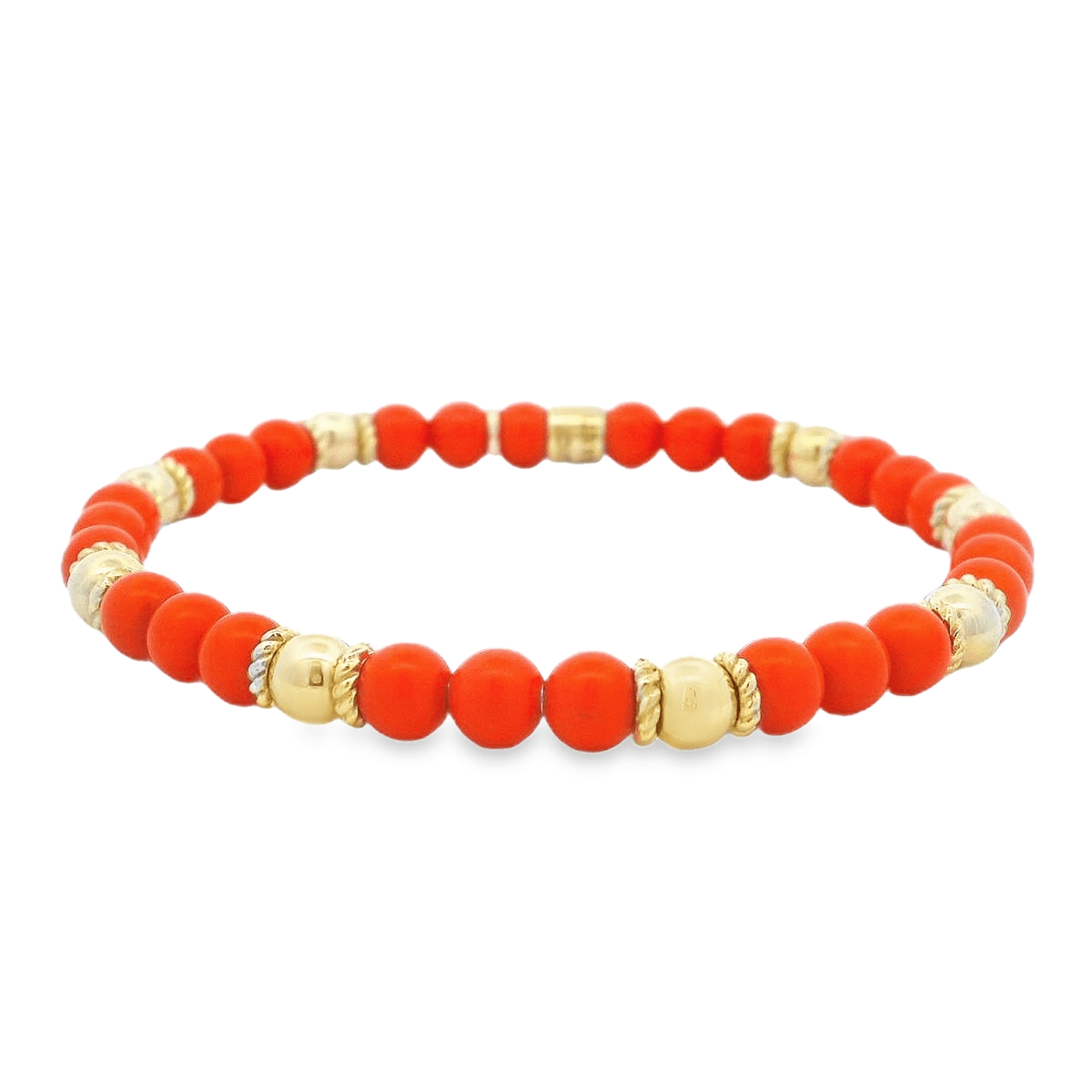 Luigi Tavanti 18K Yellow Gold Orange & 8 Gold Stations Stretch Bracelet