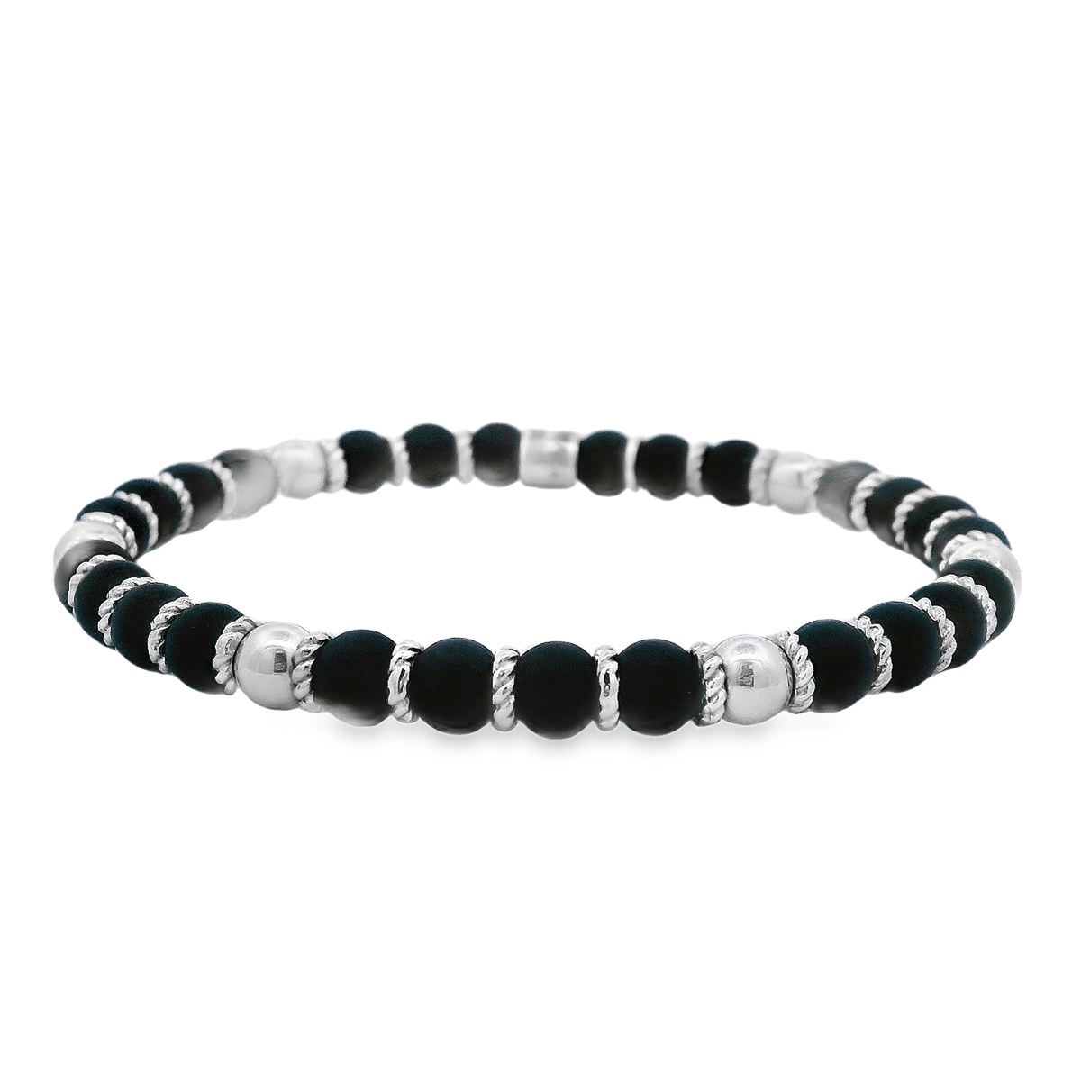 Luigi Tavanti 18K White Gold Black & Gold Stretch Bracelet
