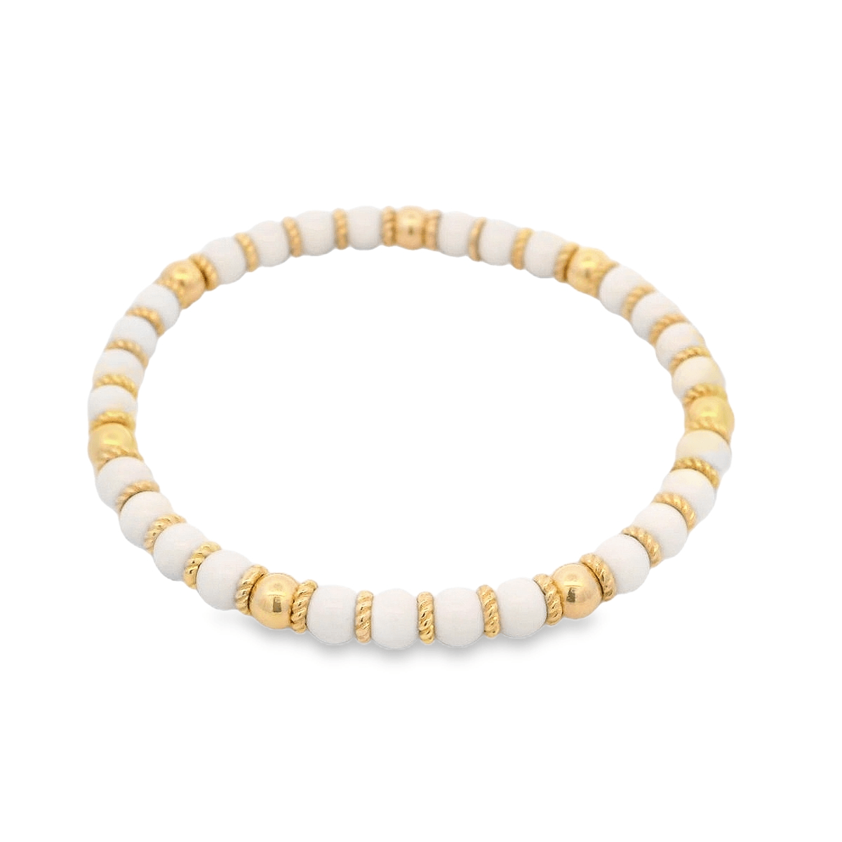 Luigi Tavanti 18K Yellow Gold White & Gold Stretch Bracelet