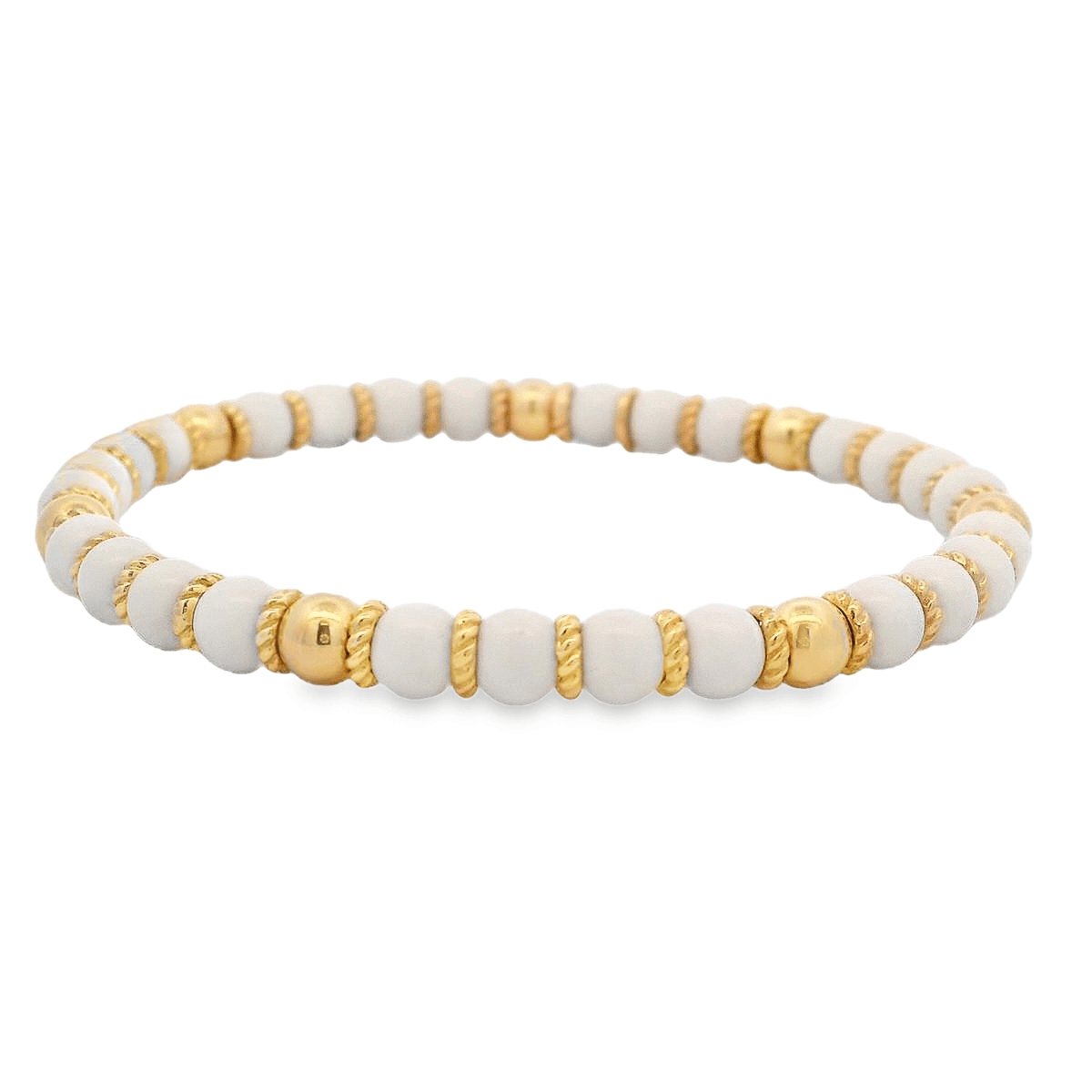 Luigi Tavanti 18K Yellow Gold White & Gold Stretch Bracelet