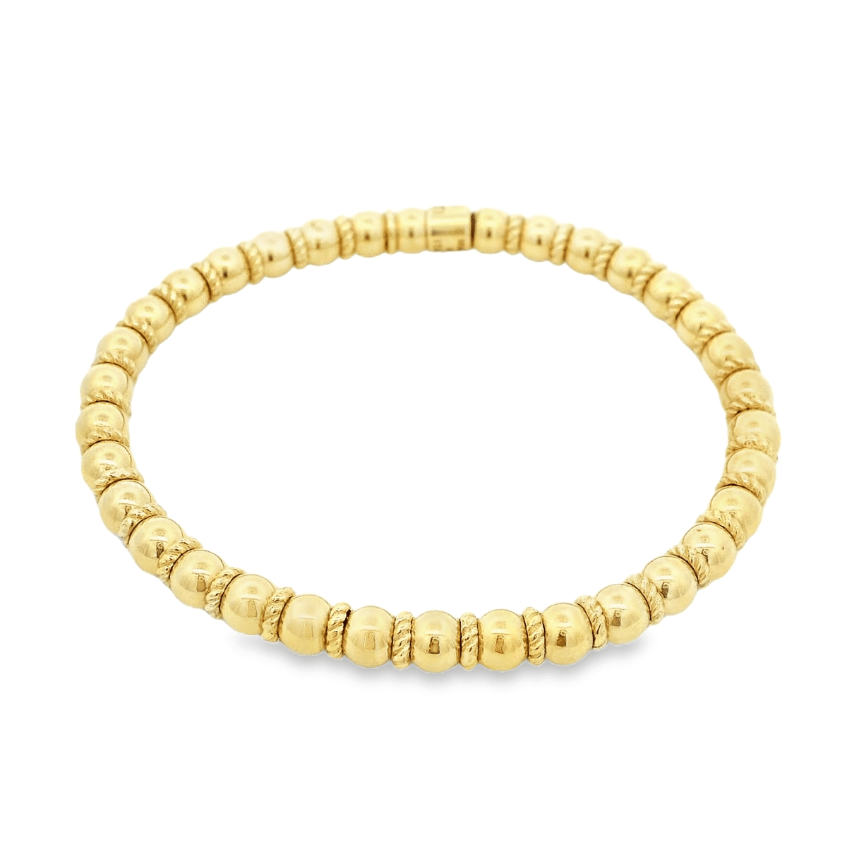Luigi Tavanti 18K Yellow Gold Bead & Rings Stretch Bracelet