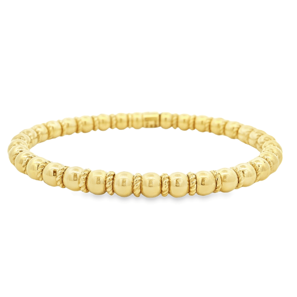 Luigi Tavanti 18K Yellow Gold Bead & Rings Stretch Bracelet