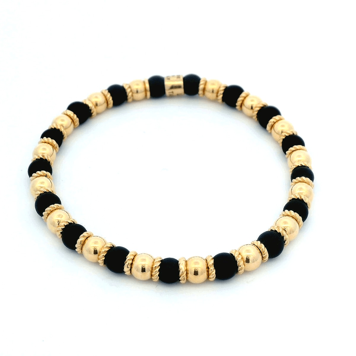 Luigi Tavanti 18K Yellow Gold Alternating Black & Gold Stretch Bracelet