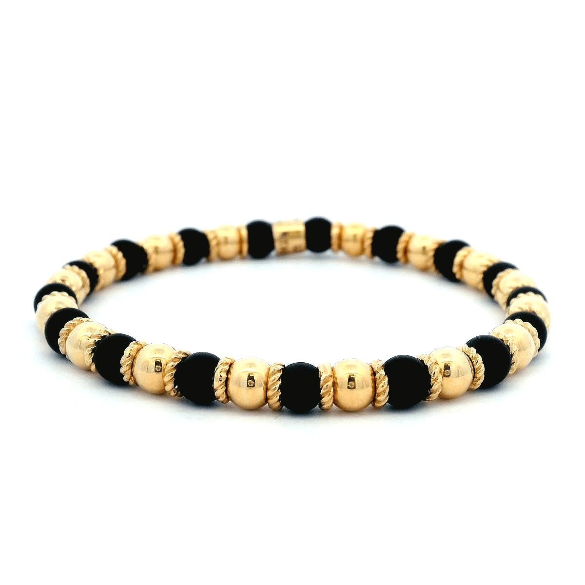 Luigi Tavanti 18K Yellow Gold Alternating Black & Gold Stretch Bracelet