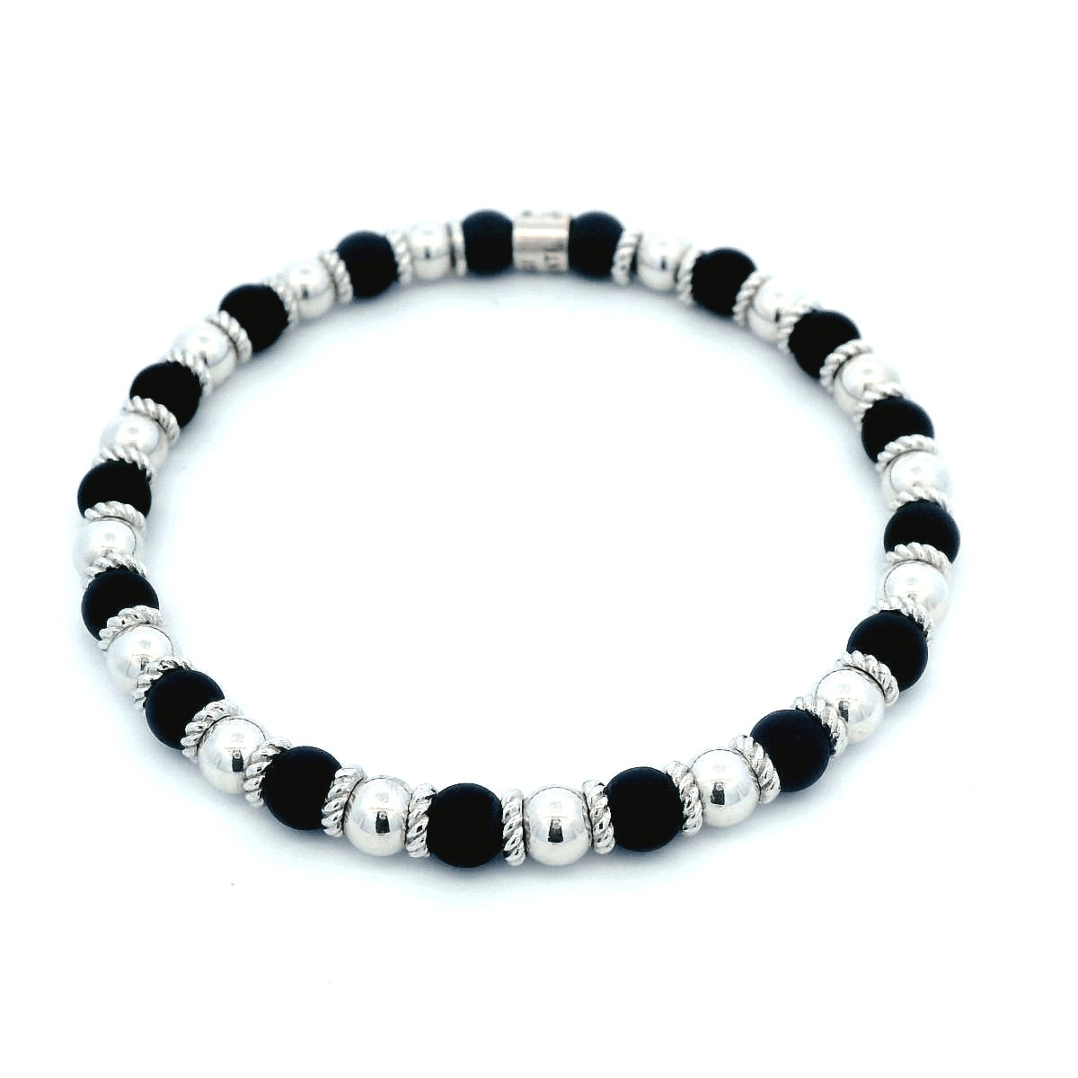 Luigi Tavanti 18K White Gold Alternating Black & Gold Stretch Bracelet