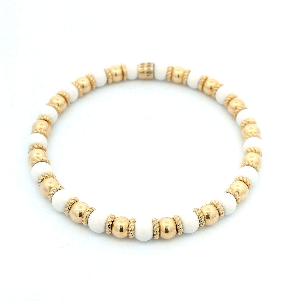 Luigi Tavanti 18K Yellow Gold Alternating White & Gold Stretch Bracelet