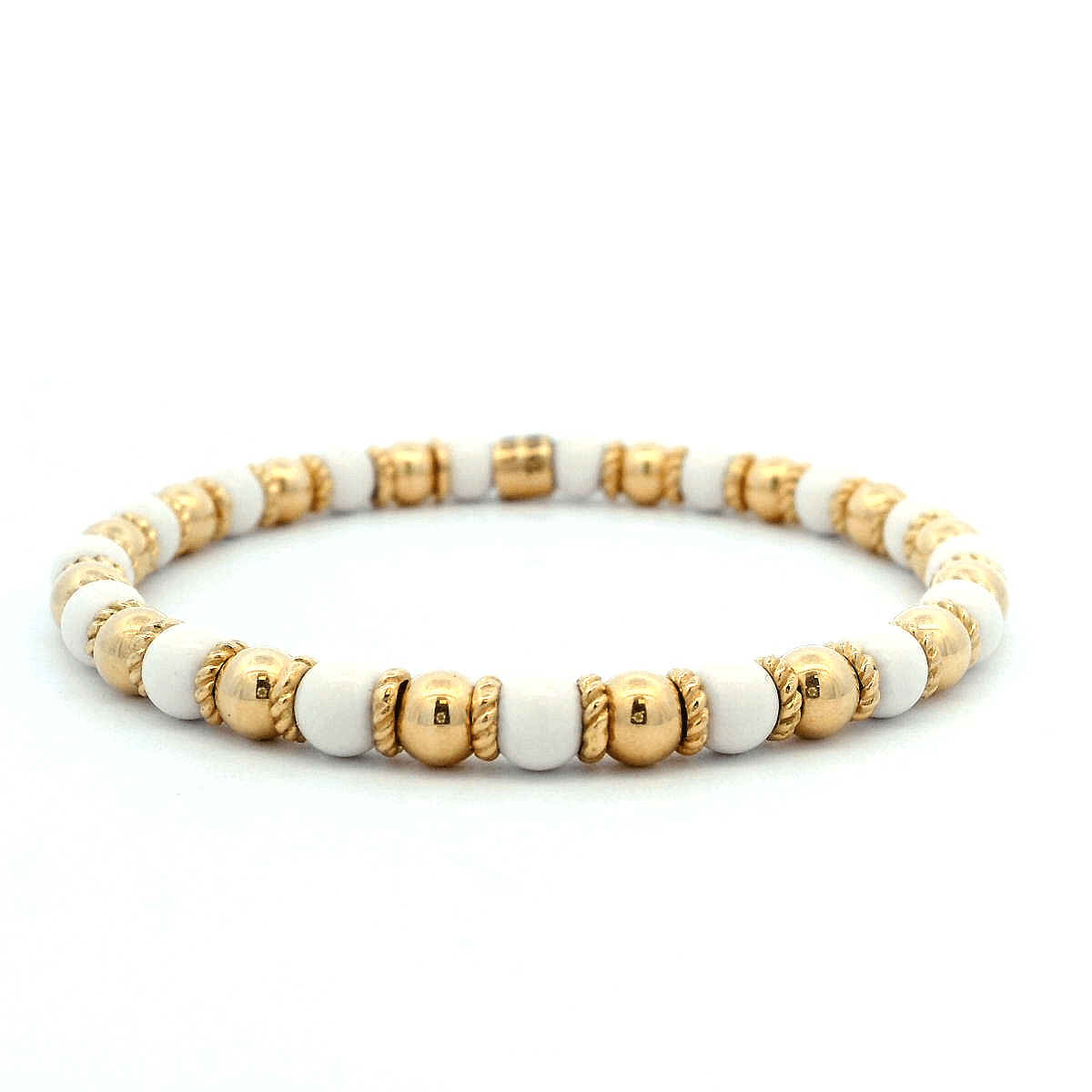 Luigi Tavanti 18K Yellow Gold Alternating White & Gold Stretch Bracelet