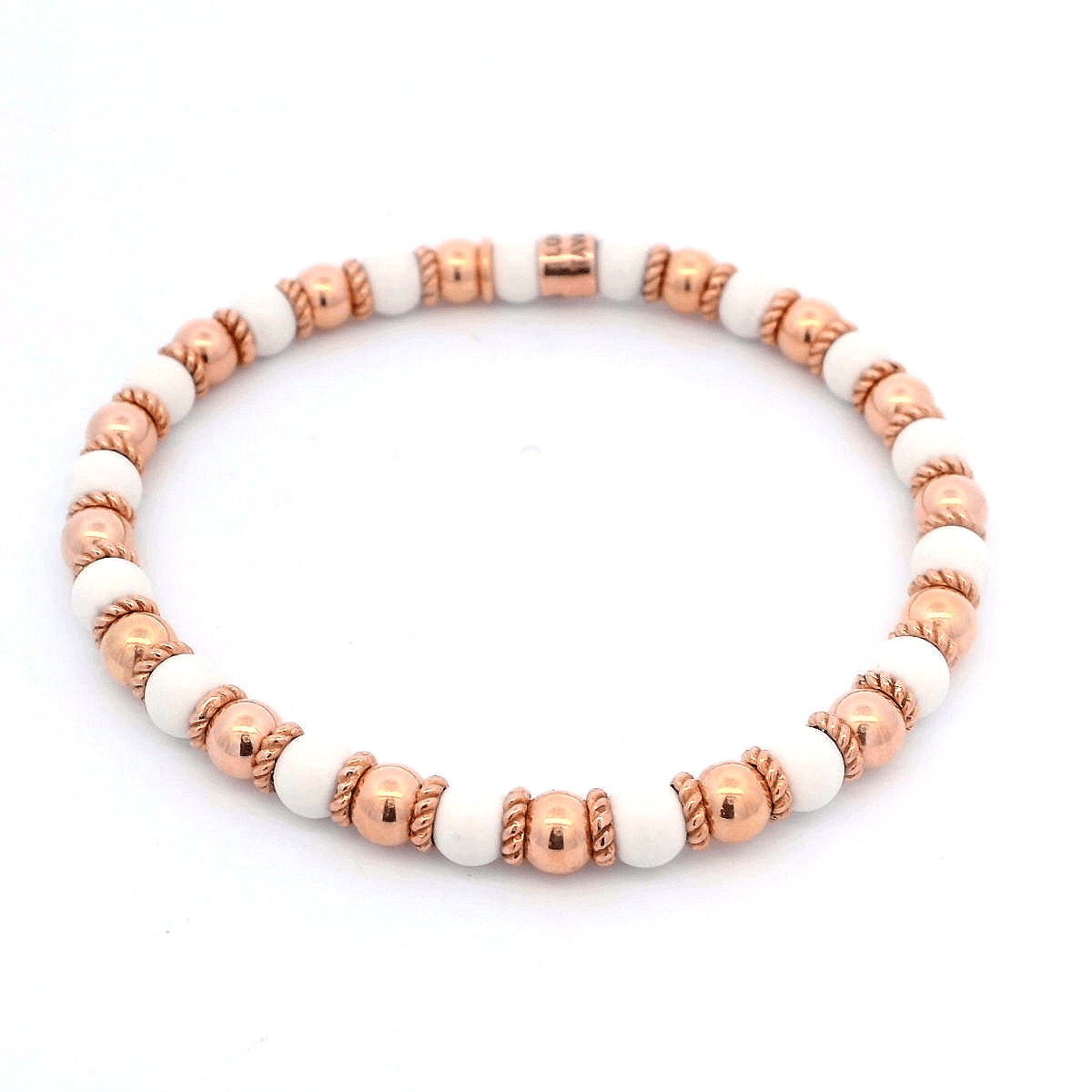 Luigi Tavanti 18K Rose Gold Alternating White & Gold Stretch Bracelet