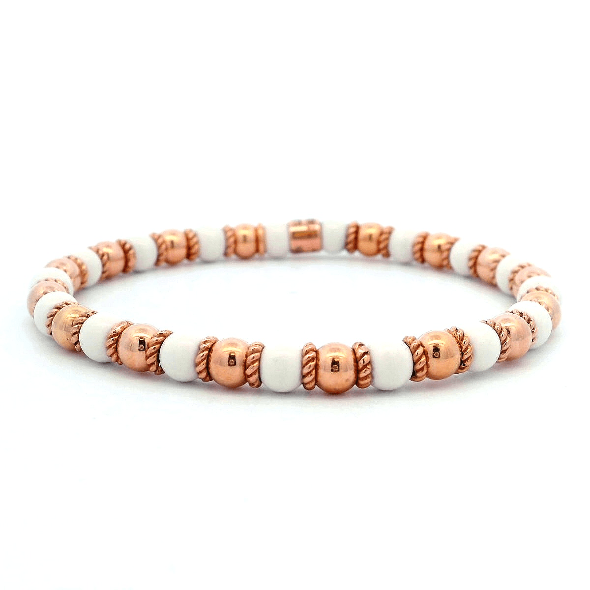 Luigi Tavanti 18K Rose Gold Alternating White & Gold Stretch Bracelet