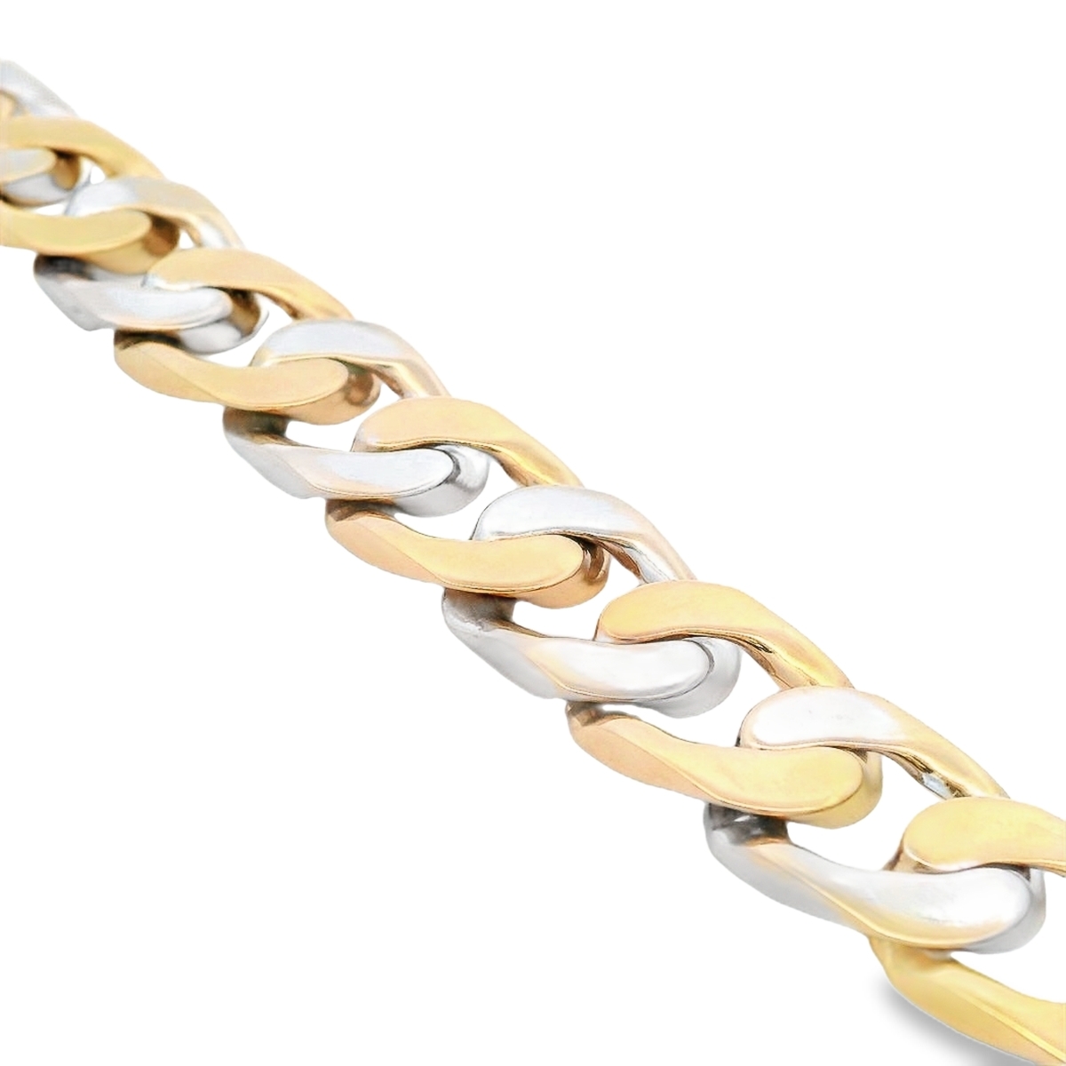 18K Two-Tone Alternating 13mm Curb Link Bracelet
