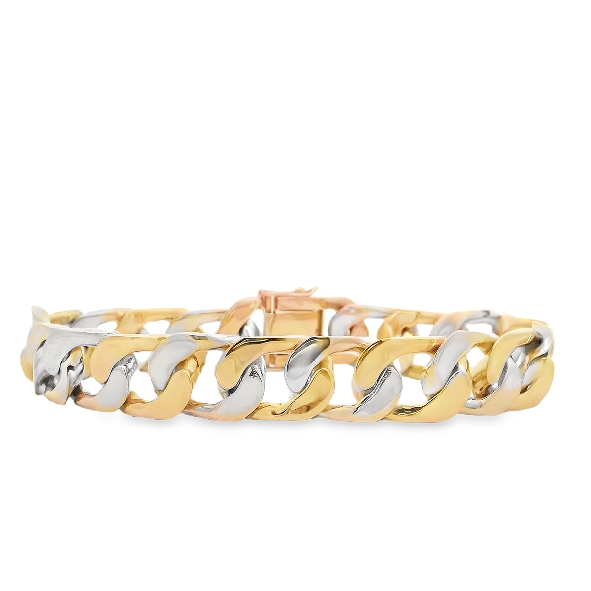 18K Two-Tone Alternating 13mm Curb Link Bracelet