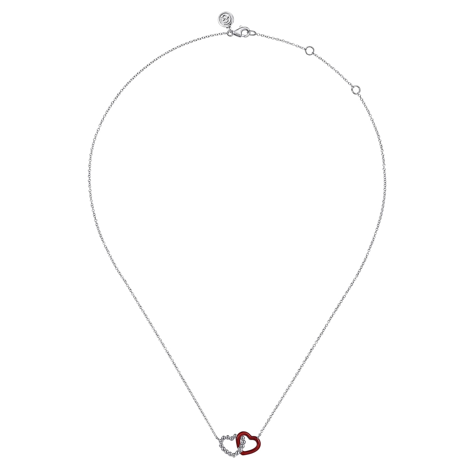 Gabriel & Co. Sterling Silver Bujukan Double Heart Enamel Necklace