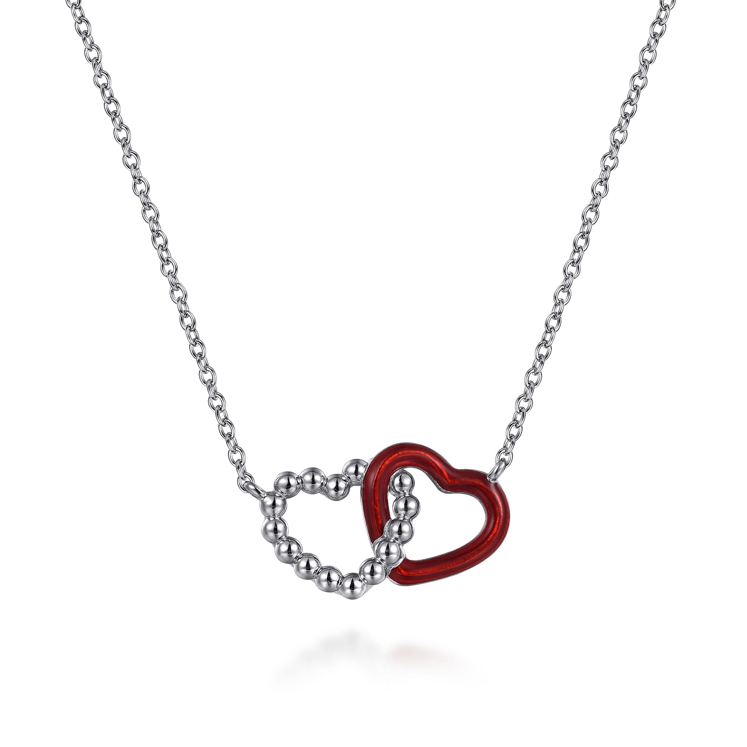 Gabriel & Co. Sterling Silver Bujukan Double Heart Enamel Necklace