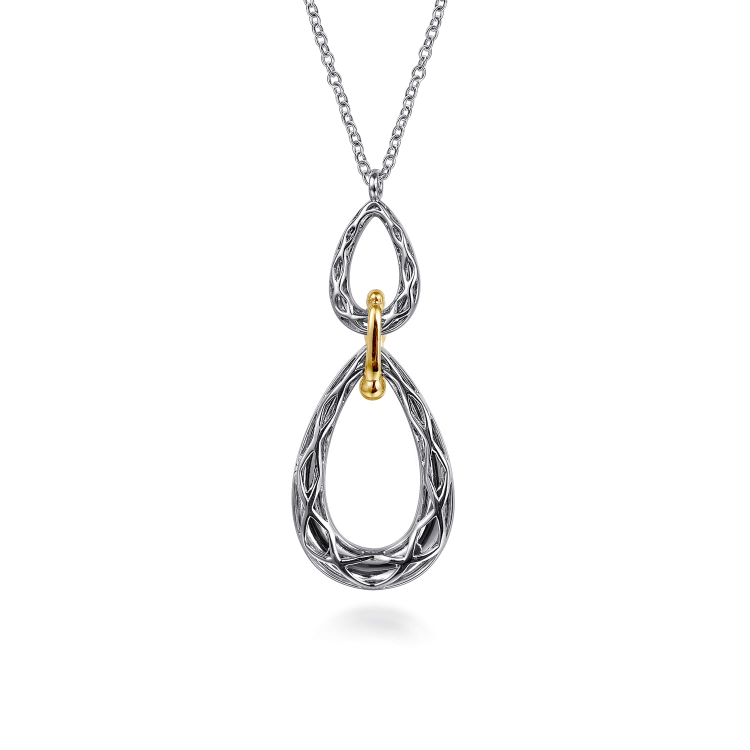Gabriel & Co. Sterling Silver and 14K Bujukan Teardrop Necklace