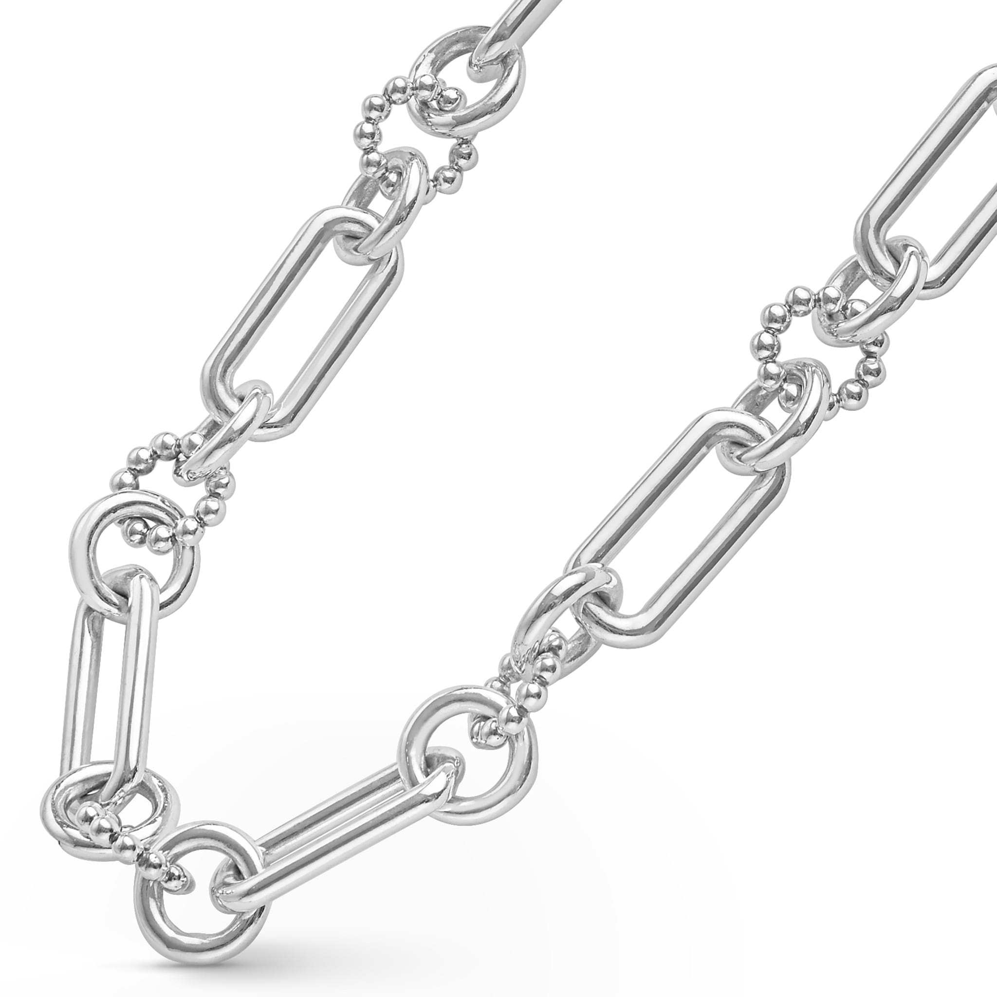 Lagos Large Sterling Silver 15mm Caviar Link Necklace