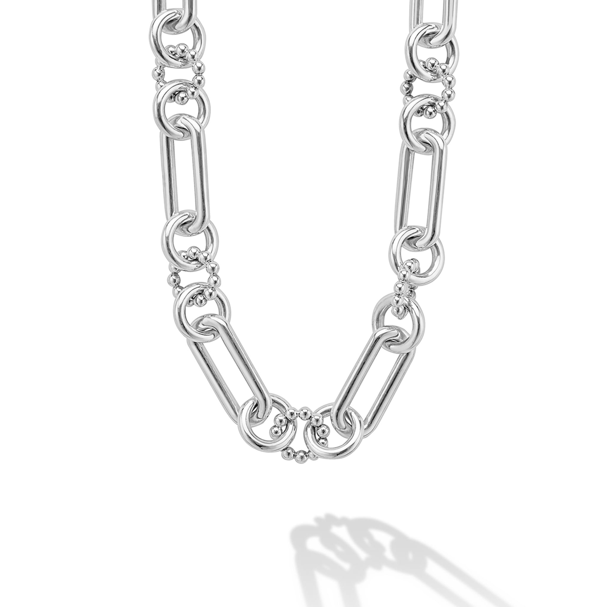 Lagos Large Sterling Silver 15mm Caviar Link Necklace