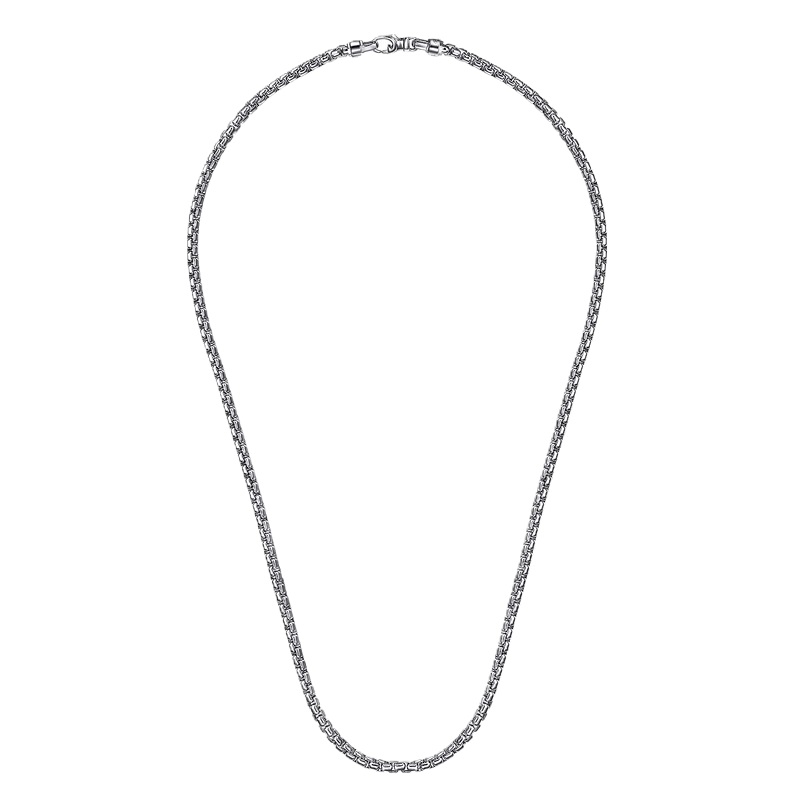 Gabriel & Co. Sterling Silver Men's Solid Round Box Chain Necklace 22