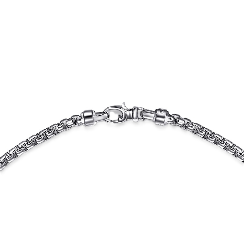 Gabriel & Co. Sterling Silver Men's Solid Round Box Chain Necklace 22