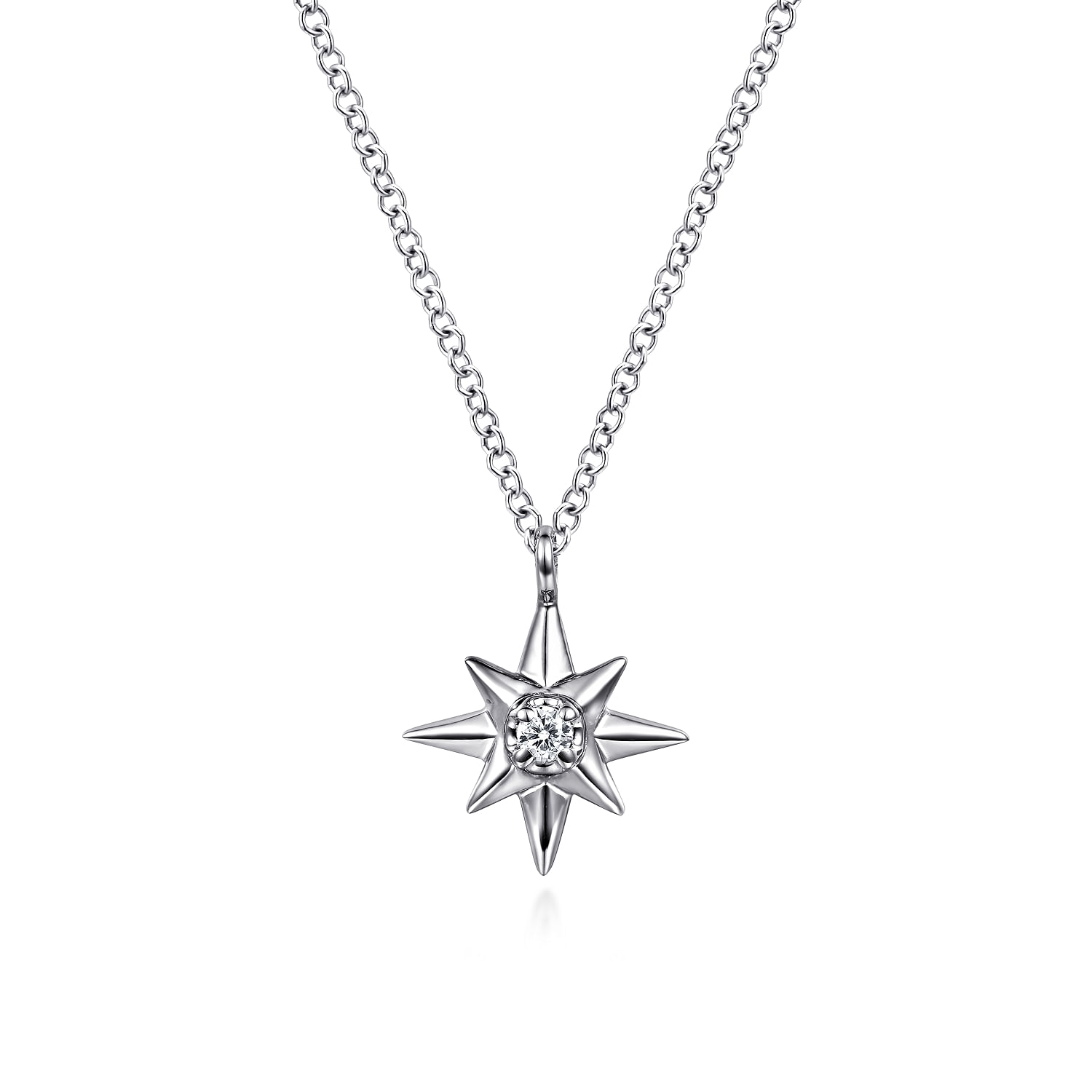 Gabriel & Co. Sterling Silver Diamond Starburst Pendant