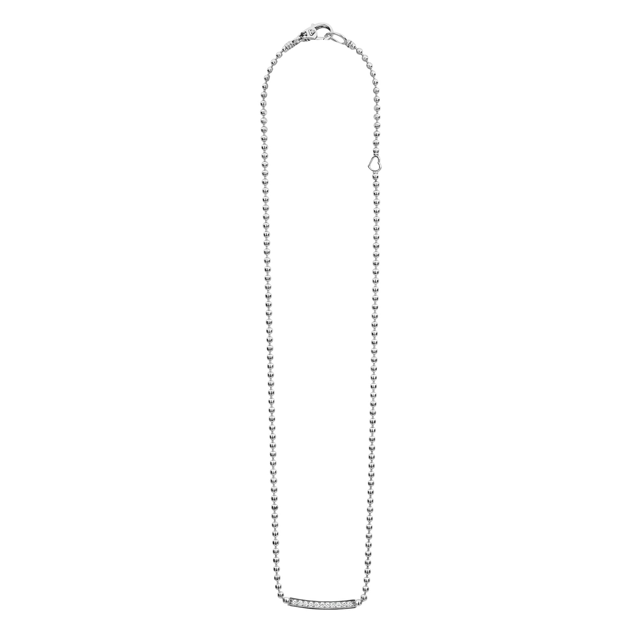 Lagos Sterling Silver Caviar Spark Diamond Bar Necklace