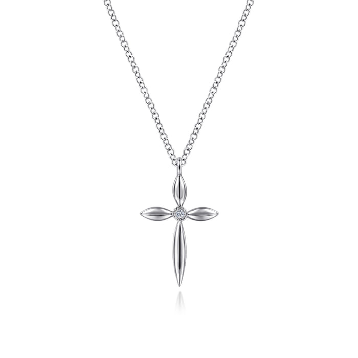 Gabriel & Co. Sterling Silver Diamond Cross Pendant