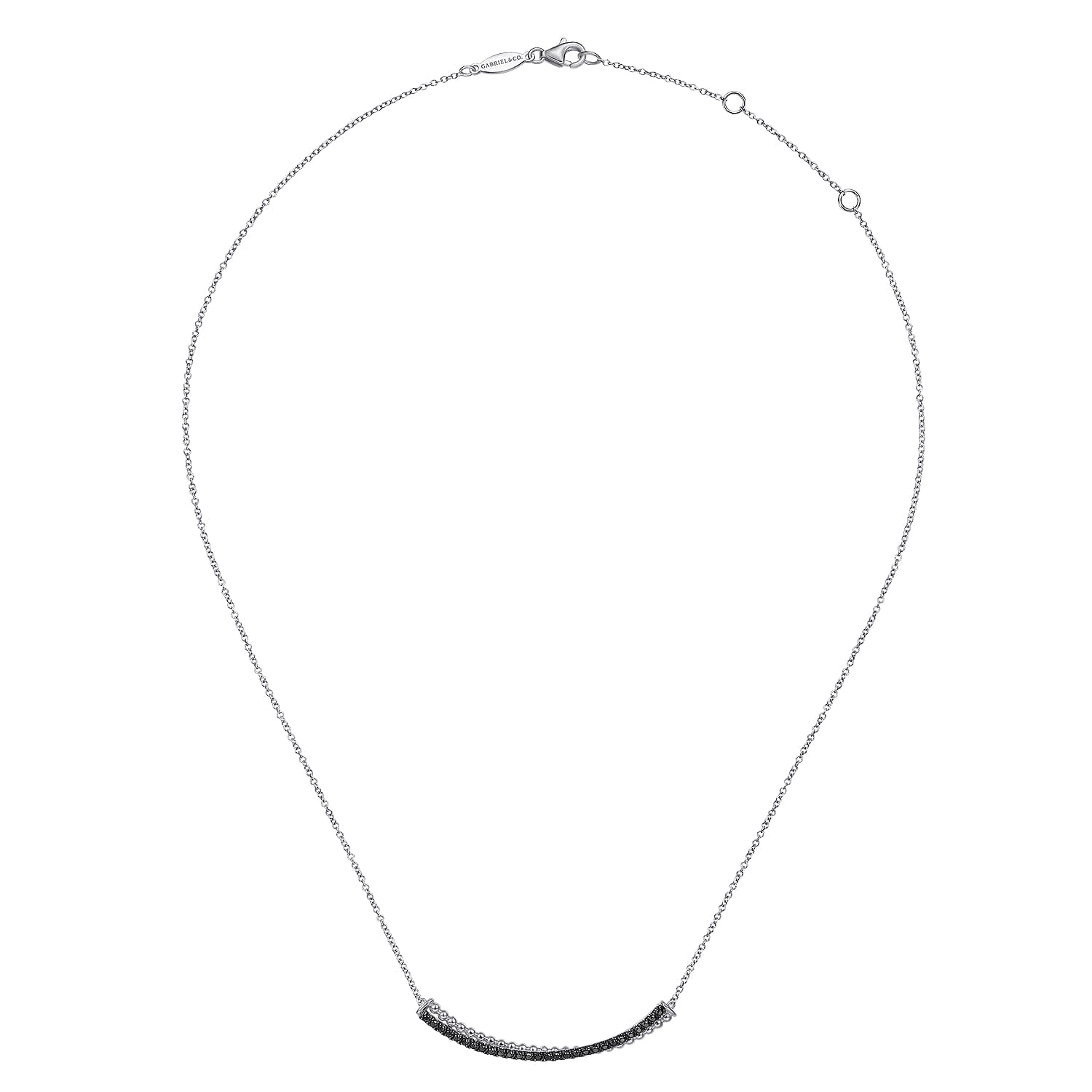 Gabriel & Co. Sterling Silver Black Spinel Bujukan Curved Bar Necklace