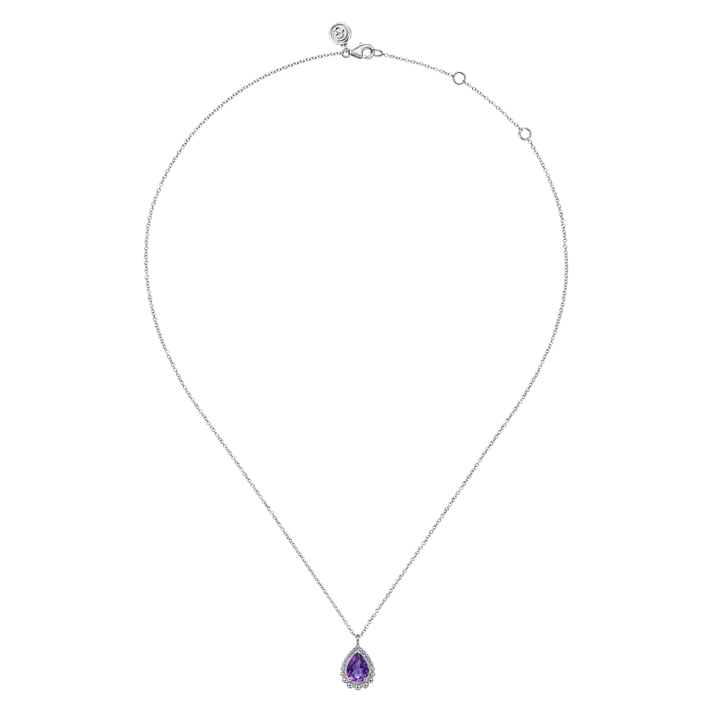 Gabriel & Co. Sterling Silver Amethyst Teardrop Bujukan Necklace