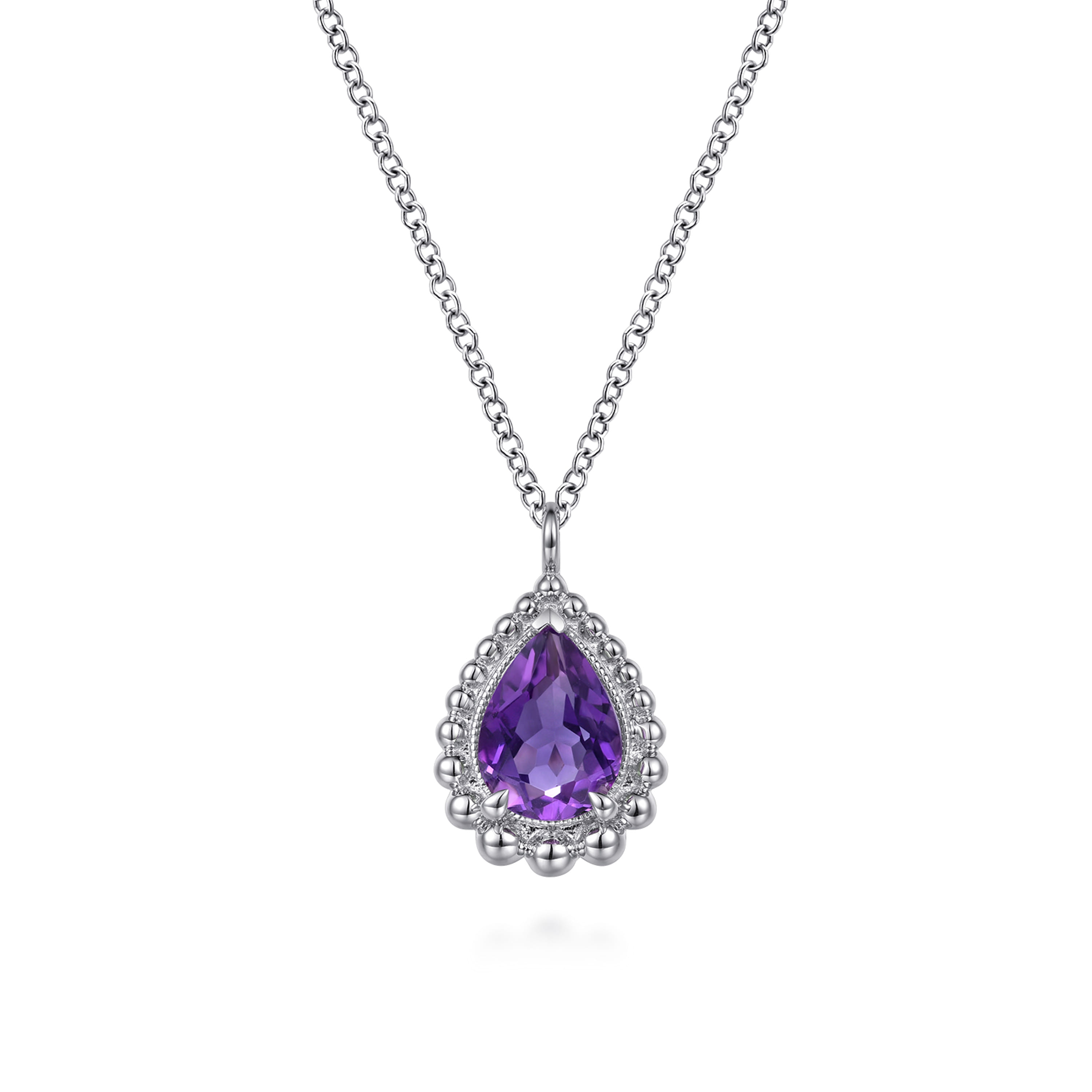 Gabriel & Co. Sterling Silver Amethyst Teardrop Bujukan Necklace