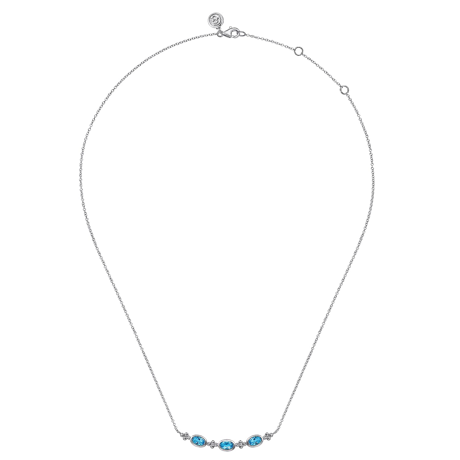 Gabriel & Co. Sterling Silver Bujukan Blue Topaz Bar Necklace
