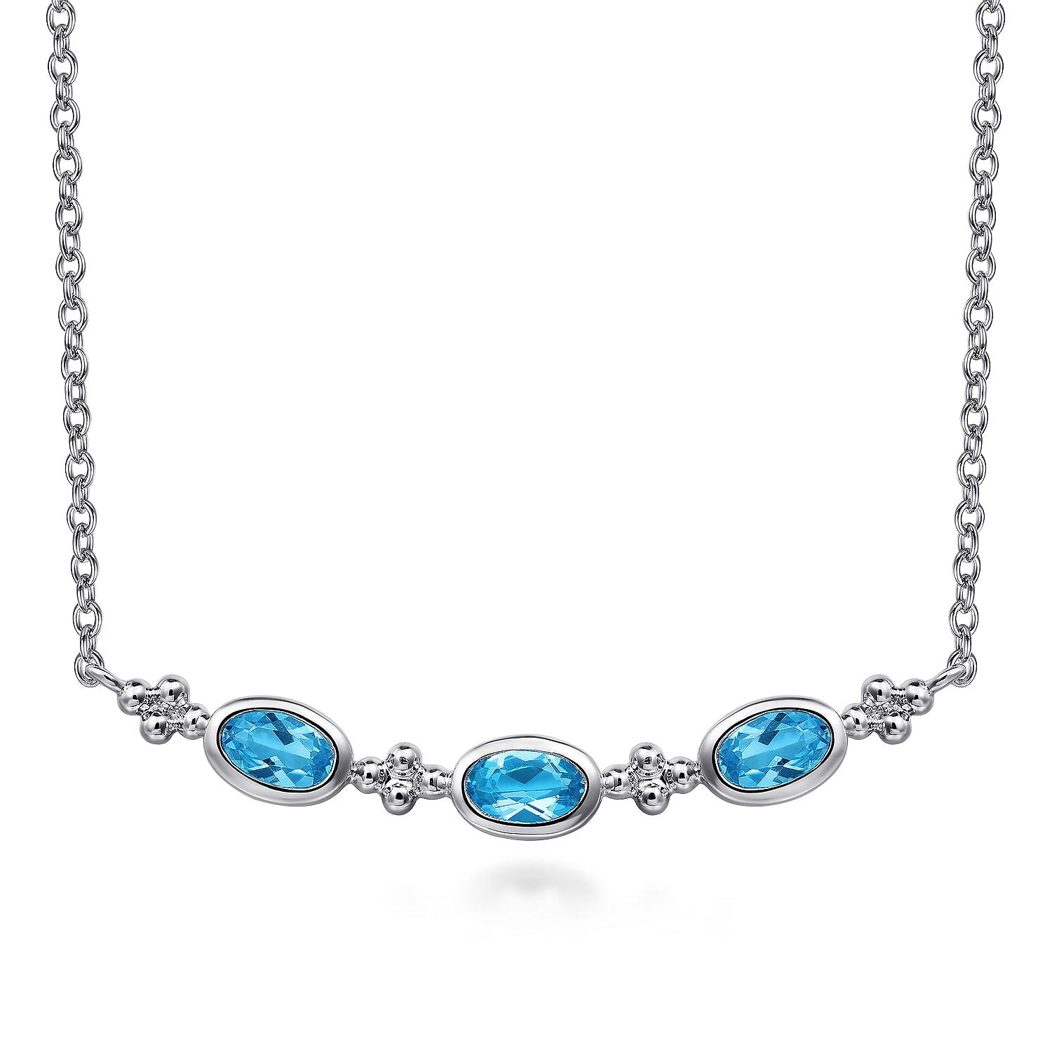 Gabriel & Co. Sterling Silver Bujukan Blue Topaz Bar Necklace