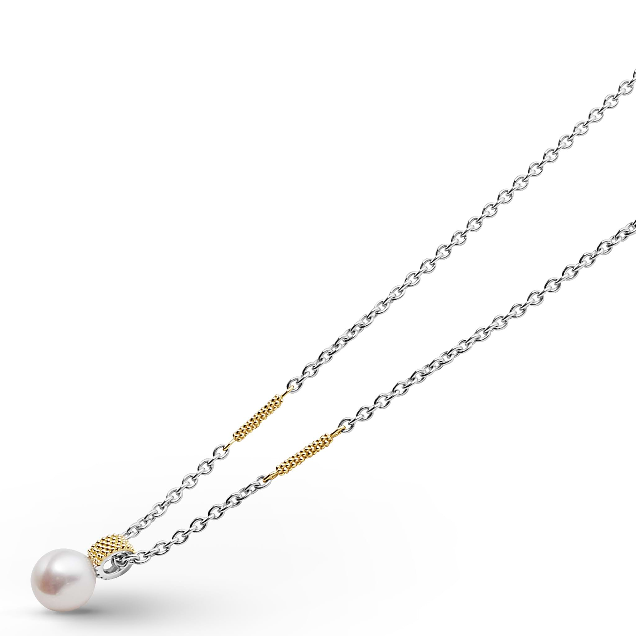 Lagos Two-Tone Pearl Pendant Necklace