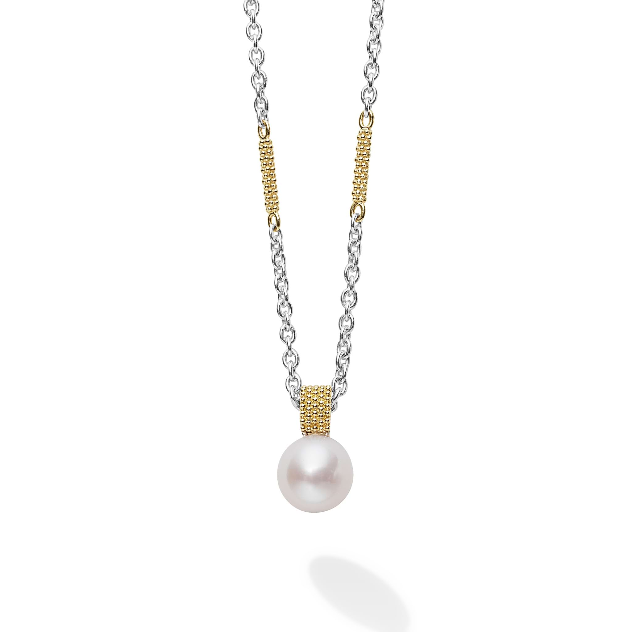 Lagos Two-Tone Pearl Pendant Necklace