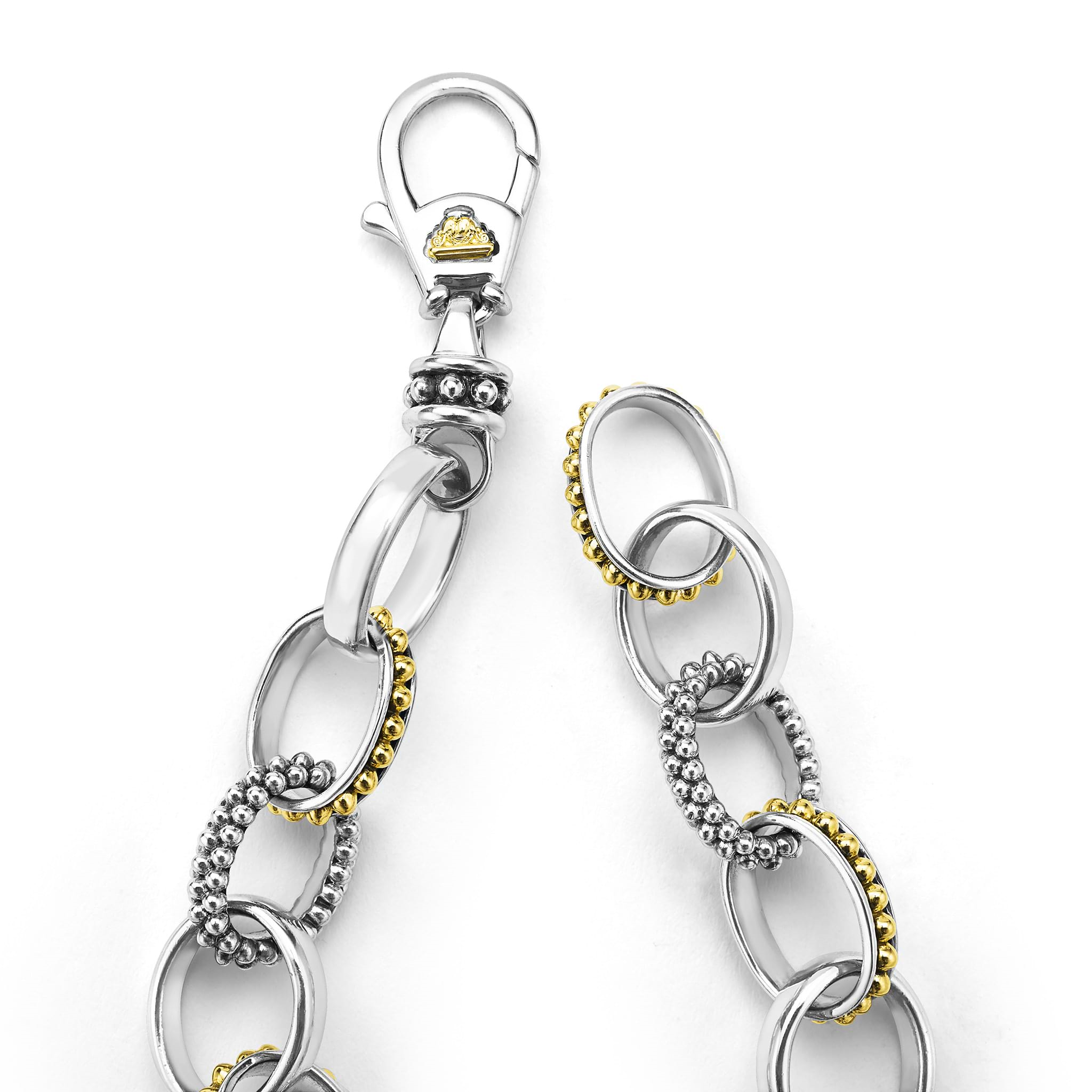 Lagos Sterling Silver & 18K Signature Caviar Large Link Bracelet