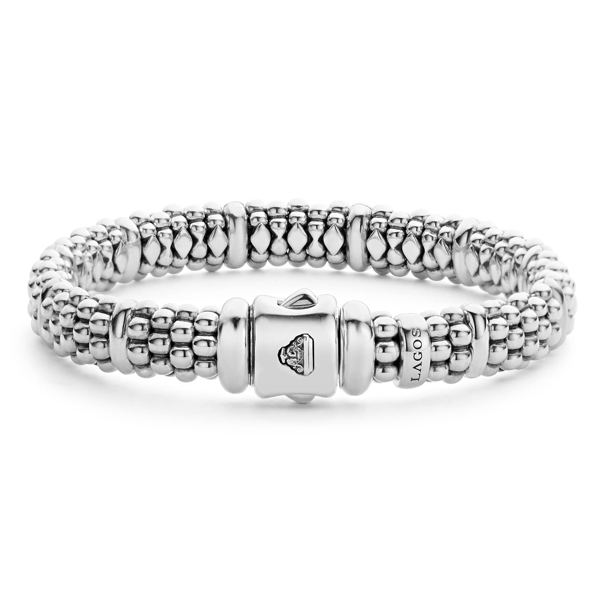 Lagos Sterling Silver Signature Caviar 9 Station Bracelet