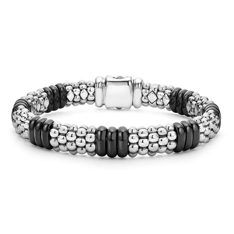 Lagos Sterling Silver & 18K Caviar Black Ceramic Bracelet