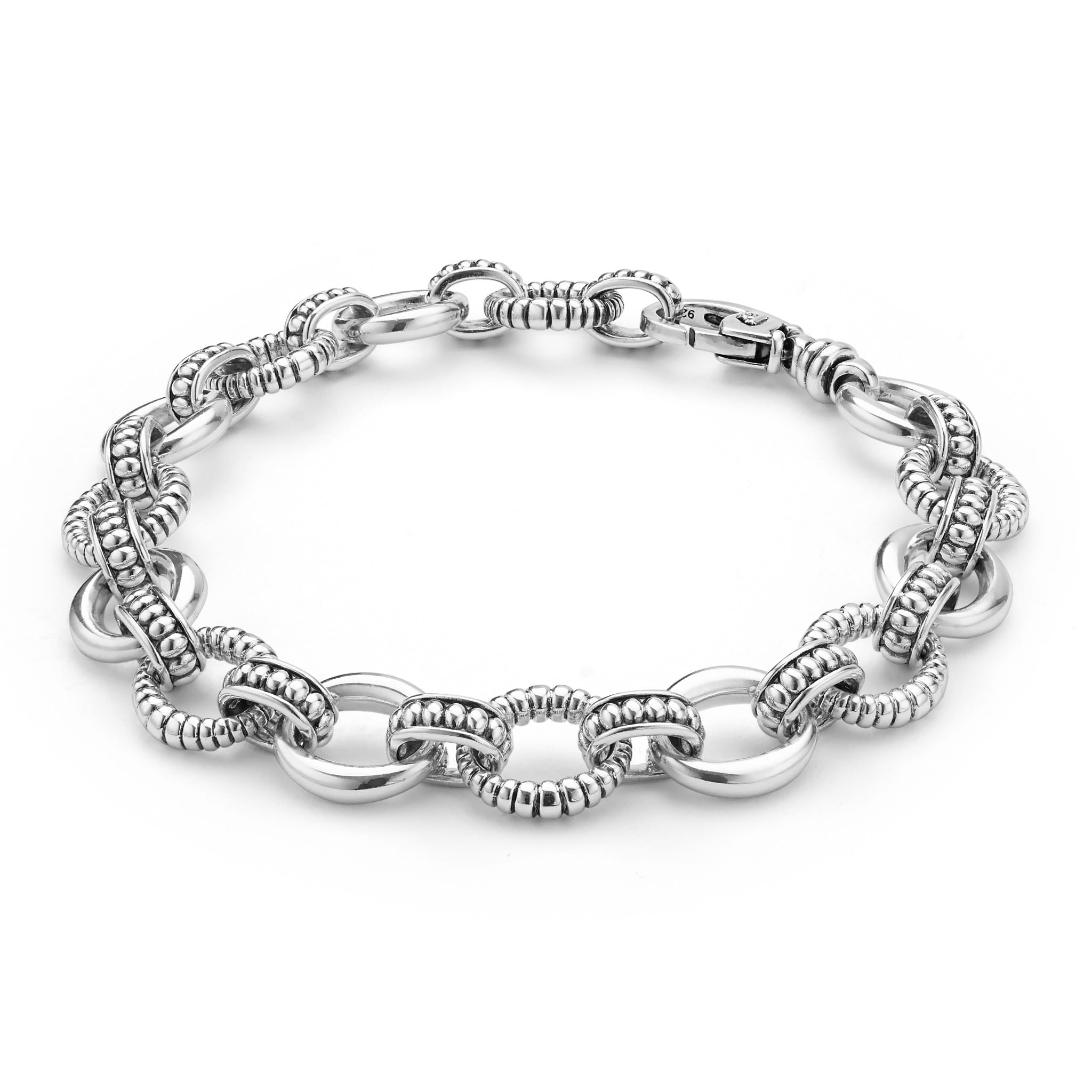 Lagos Sterling Silver 10mm Fluted Oval Link Bracelet